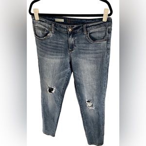 Kut from the kloth ladies designer boyfriend distressed jeans size 10, 32 inseam